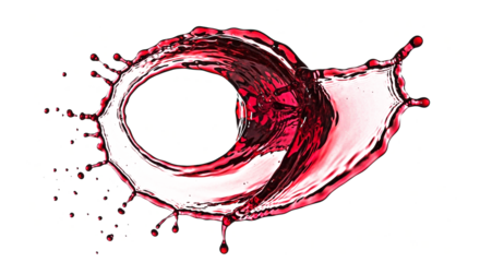 Detailed red wine splatter drops with transparent background for realistic beverage illustration effects