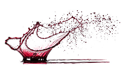 Expressive red wine liquid explosion splash with transparent background for bold and dramatic visuals