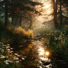 Obraz premium natural sunlight illuminating summer scenery