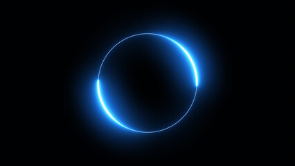Glowing neon blue circle loading isolated on black background