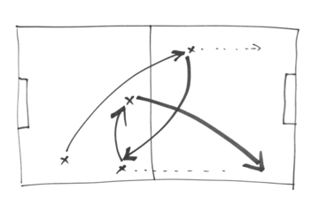 Soccer, football tactics isolated on white blackboard, hand draw black marker, clipping path	