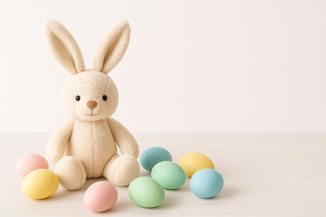 Easter Bunny Plush Toy - Adorable Easter Decoration with Pastel Eggs