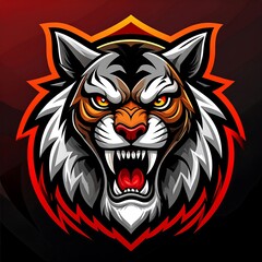 Fototapeta premium Roaring tiger head graphic