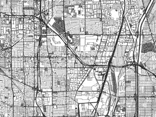 Obraz premium Illustrated city map of Carson, California, in black and white, combining detailed grids with shaded textures.