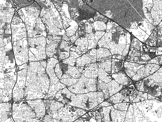 Fototapeta premium Artistic city map of Cary North, Carolina, drawn in a black and white sketch-like style, ideal for posters and wall art.