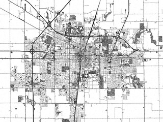 Urban map of Champaign, Illinois, illustrated in monochrome with a strong grid and shaded elements.