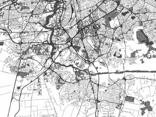 Hand-drawn style map illustration of Chesapeake, Virginia, in black and white with detailed streets and neighborhoods.