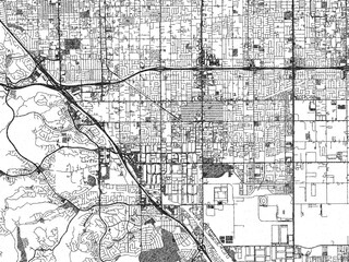 Obraz premium Stylized monochrome city map of Chino, California, created in a hand-drawn digital style with bold lines and shaded textures.