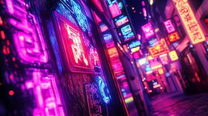 光る夜の繁華街