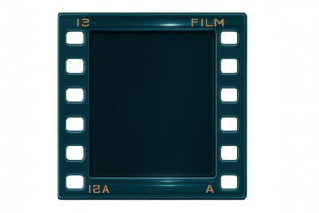 Vintage film frame with transparent backdrop, ideal for overlaying visual content across design projects