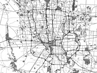 Fototapeta premium Decorative map of Columbus, Ohio, in hand-drawn digital style, balancing urban detail with a monochrome look.