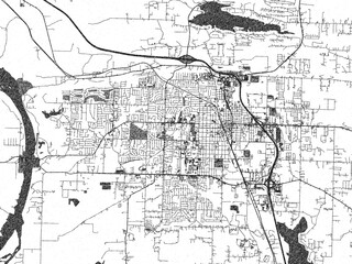 Obraz premium Black and white map of Conway, Arkansas, designed in a digital hand-drawn style, highlighting roads, parks, and rivers.