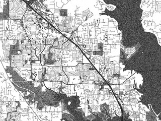 Naklejka premium Minimal city map illustration of Corinth, Texas, in hand-drawn style monochrome with strong gridlines and shaded areas.