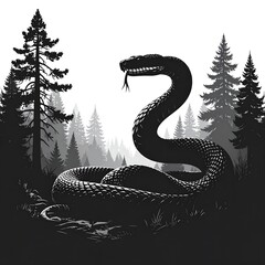 Obraz premium Snake in Forest Silhouette (1)