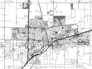 Stylized monochrome city map of Davis, California, created in a hand-drawn digital style with bold lines and shaded textures.