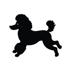Playful Jumping Poodle Silhouette – Curly Fur Dog Vector