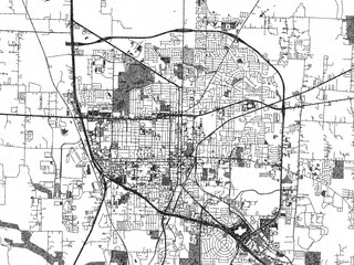 Naklejka premium Black and white hand-drawn map of Denton, Texas, designed as a decorative illustration.