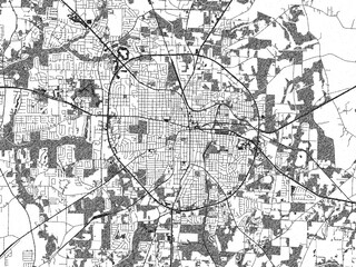 Decorative map of Dothan, Alabama, rendered in sketch-like monochrome, ideal for posters and travel projects.