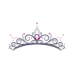 Elegant and ornate tiara crown adorned with sparkling gemstones and dazzling stars