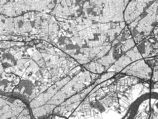 Naklejka premium Stylized monochrome city map of Edison New, Jersey, created in a hand-drawn digital style with bold lines and shaded textures.