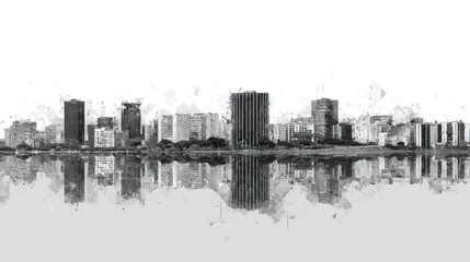 Obraz premium Grayscale cityscape panorama