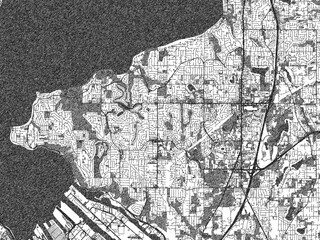 Obraz premium Sketch-style city map of Federal Way, Washington, in monochrome black and white, perfect for wall art and editorial use.