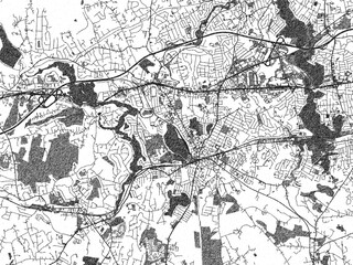 Fototapeta premium Artistic city map of Framingham, Massachusetts, drawn in a black and white sketch-like style, ideal for posters and wall art.