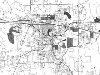 Black and white city map of Gilette, Wyoming, illustrated with fine detail and sketch textures.