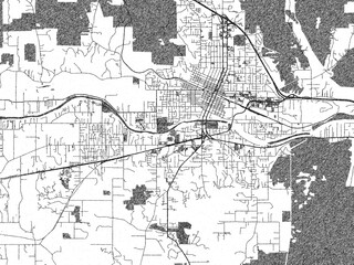 Hand-drawn style map illustration of Grants pass, Oregon, in black and white with detailed streets and neighborhoods.