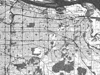 Hand-drawn style black and white city map of Gresham, Oregon, showing its urban design in an artistic layout.