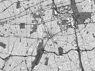 Fototapeta premium Urban map of Hempstead, New_York, illustrated in monochrome with a strong grid and shaded elements.