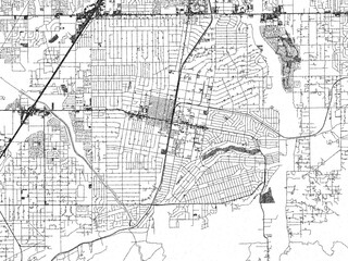 Obraz premium Illustrated city map of Hesperia, California, in black and white, combining detailed grids with shaded textures.