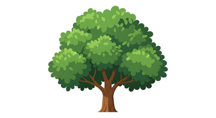 Illustration of a Green Tree with Detailed Branches on White Background