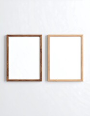 Two wood picture frames, light and dark brown