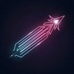 Abstract Neon Arrow Design Ascending on Dark Background
