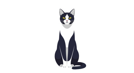 Elegant Black and White Cat Illustration A Majestic Feline Portrait