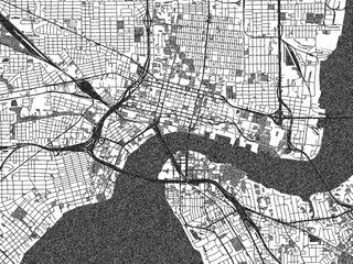 Illustrated city map of Jacksonville Center, Florida, in black and white, combining detailed grids with shaded textures.