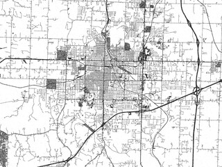 Illustrated city map of Joplin, Missouri, in black and white, combining detailed grids with shaded textures.