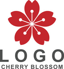 Cherry Blossom Logo Design: Red Flower Graphic