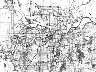 Obraz premium Detailed black and white map of Kansas City, Kansas, designed in a sketch-style illustration for creative use.