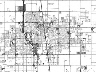 Hand-drawn style map illustration of Lancaster, California, in black and white with detailed streets and neighborhoods.