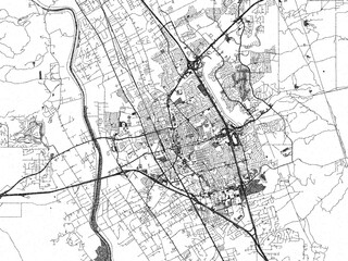 Fototapeta premium Hand-drawn style black and white city map illustration of Las Cruces New, Mexico, with detailed streets and shaded textures.