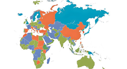 Obraz premium World Map Illustration with Colorful Countries Isolated on White Background