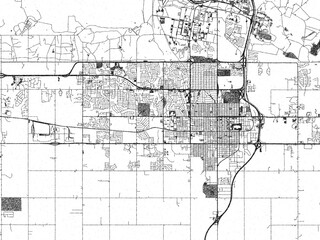 Fototapeta premium Black and white hand-drawn map of Lawton, Oklahoma, designed as a decorative illustration.