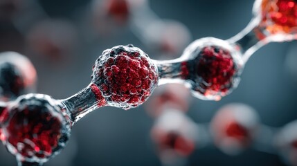 Detailed Macro Shot of Molecule Chain Structure with Complex Details