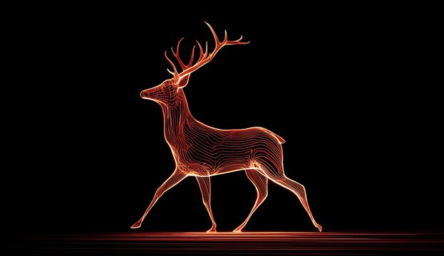 Glowing stag silhouette against a dark background