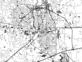 Sketch-style city map of Longview, Texas, in monochrome black and white, perfect for wall art and editorial use.