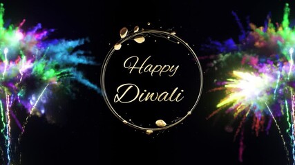Stylized golden Happy Diwali lettering animated over transparent background with alpha channel for video overlays festive ads and celebrations - Powered by Adobe