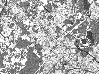 Obraz premium Illustrated city map of Madison New, Jersey, in black and white, combining detailed grids with shaded textures.