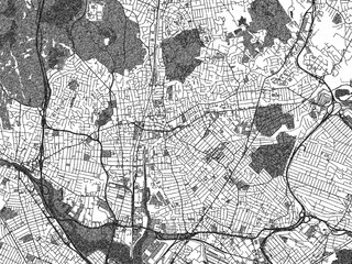 Fototapeta premium Illustrated monochrome map of Malden, Massachusetts, created in a hand-drawn digital style for decorative and editorial use.
